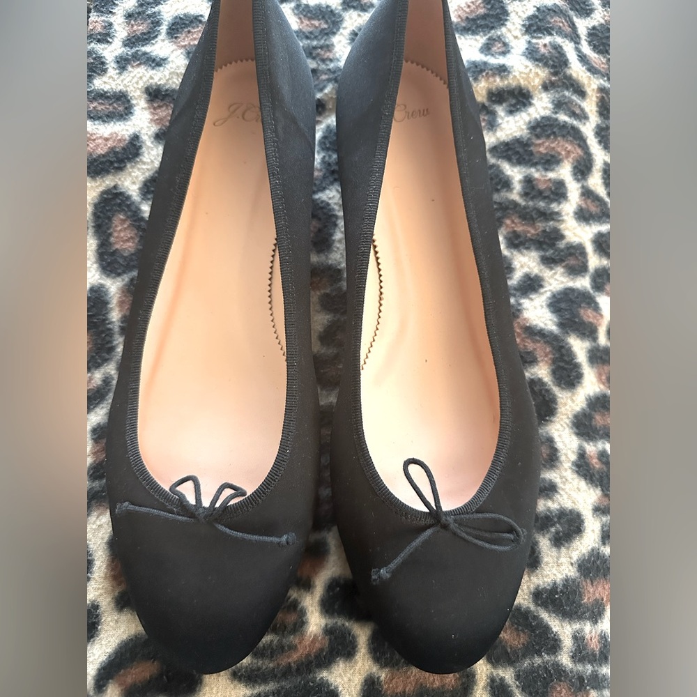 J Crew black satin ballet flats. Brand new